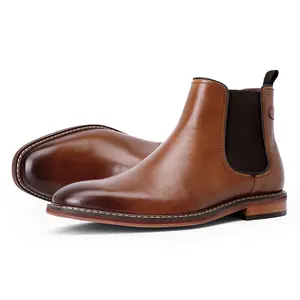DESAI Leather Chelsea Boots Men's Classic Soft Dress Boot for Riding Walking Footwear Closed Toe  Fur Shoe Botas Para Hombres DS867805H