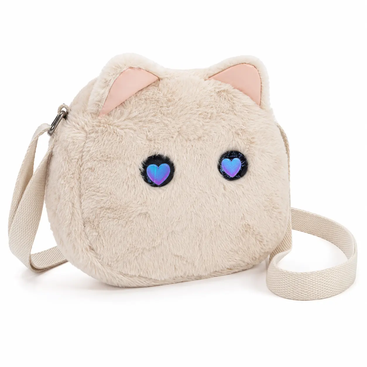 Women's Cute Plush Cat Crossbody Bag - Fashion Purses Handbag Shoulder Bag for Girls, Fuzzy Kitty Design, Adjustable Strap, Zipper Closure, Inner Pocket
