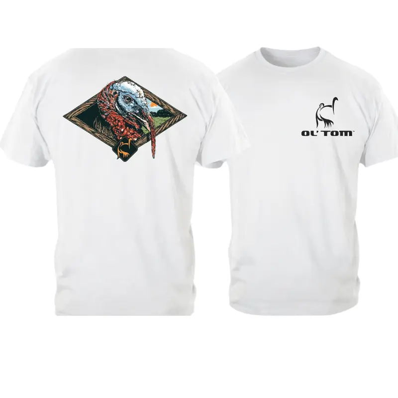 Men's Tom Wild Turkey Hunting Short-Sleeve T-Shirt, Vintage Print Menswear, Casual Round Neck Graphic Top, Sports & Outdoor Hunter Gift