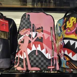 SG shark graffiti backpack trendy brand fashion large capacity men and women backpack leisure school bag travel shark mouth