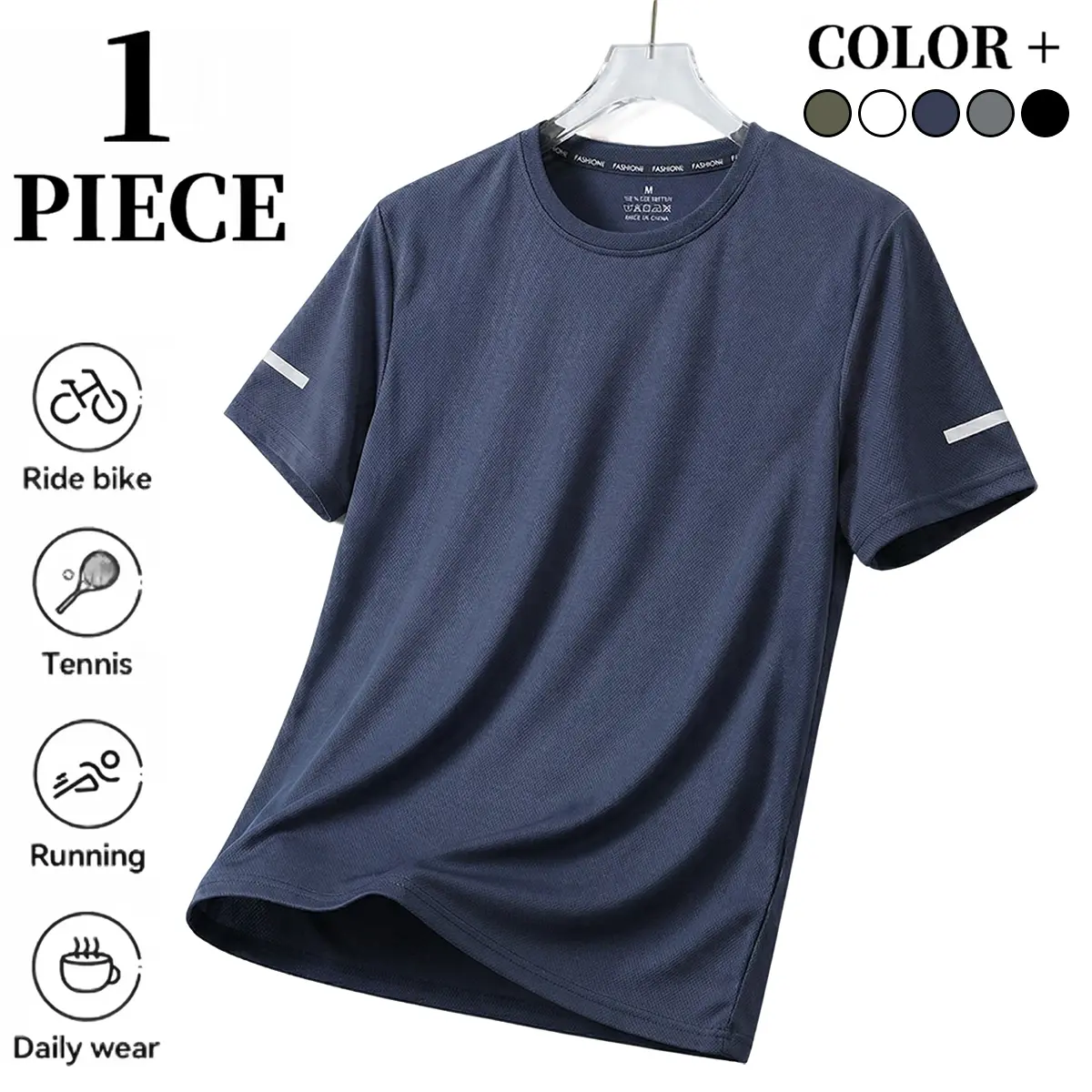 Men's Reflective Cuff Short Sleeve Sports Top - Lightweight Fabric, Moisture-Wick, Breathable Tee with Reflective Strips for After-Work Runs, Bike Commuting & Casual Daily Wear