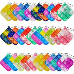 30 Pcs Mini Pop Bubble Fidget Toys for Party Favors, Small Silicone Pop Keychain Bulk for Goodie Bag, Classroom Prizes Stuffers Christmas Valentine Gifts for Kid Students