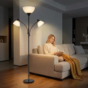 3-Head Dimmable Floor Lamp! Living Room Sofa Ambient Light, Bedroom Standing Reading Lamp, Multi-Head Adjustable Floor Lamp Indoor Lighting