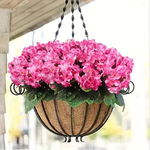 90Pcs UV Resistant Artificial Geraniums - Bright Pink Faux Silk Flowers with Green Leaves | Fade-less Outdoor Decorative Blooms for Garden, Patio & Porch (Realistic & Weatherproof)