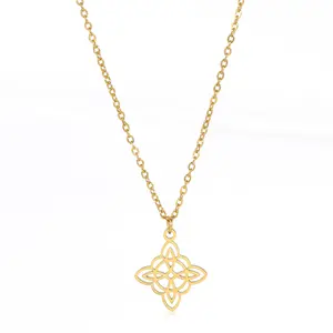 Fashion Witch Knot Necklace Stainless Steel Celtic-Symbol Pendant Necklace