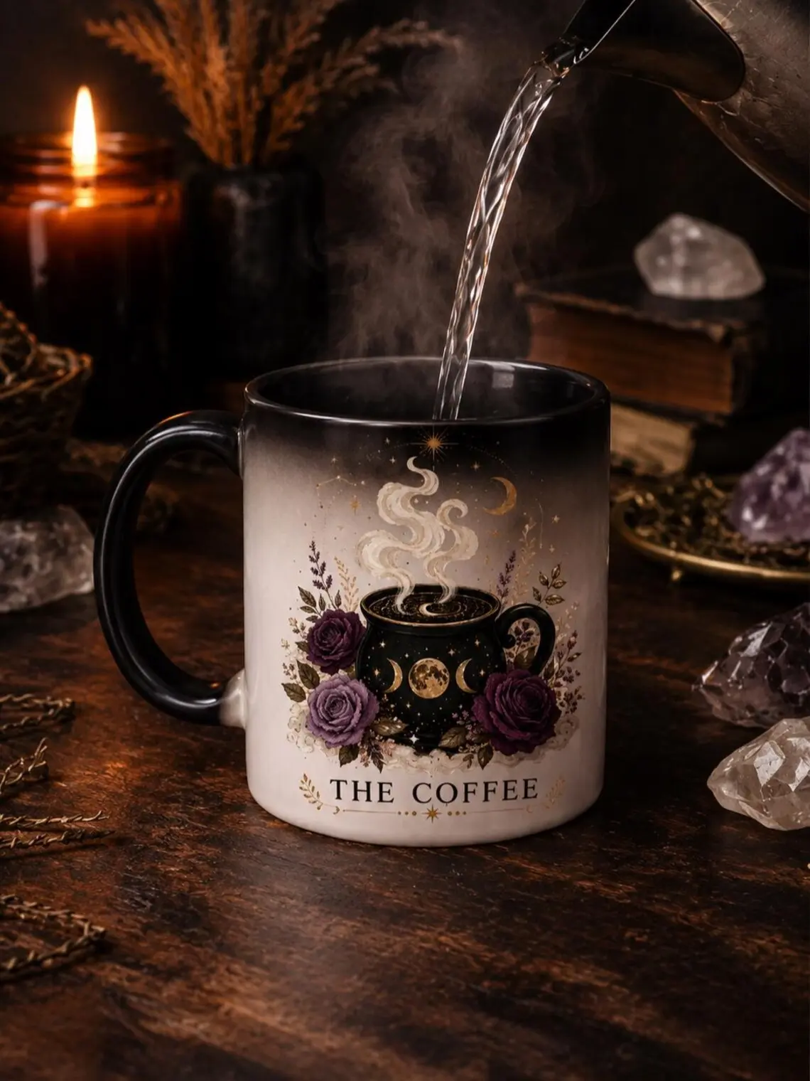 The Coffee Mug, Witchy Coffee Mug, Celestial Cauldron Mug, Gothic Coffee Lover Gift, Moon Phase Mug, Cloud Wizard, 11oz, 15oz, 20oz