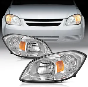 Nilight Headlight Assembly Auto Parts Accessories, Compatible with 2005-2010 Chevy Cobalt & 2005-2009 Pontiac Pickup Truck, Chrome Housing Amber Reflector Replacement Headlamp (Driver & Passenger Side), Headlight Waterproof, Anti-Fog