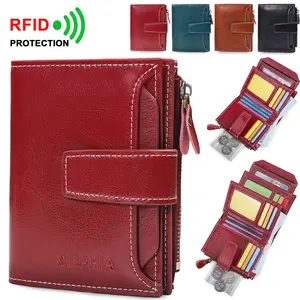 CIEPHIA Women's RFID Anti-Theft Tri-Fold Wallet with 18 Card Slots Detachable ID Window Zippered Coin Pocket Perfect Gift for Valentine's Day Mother's Day