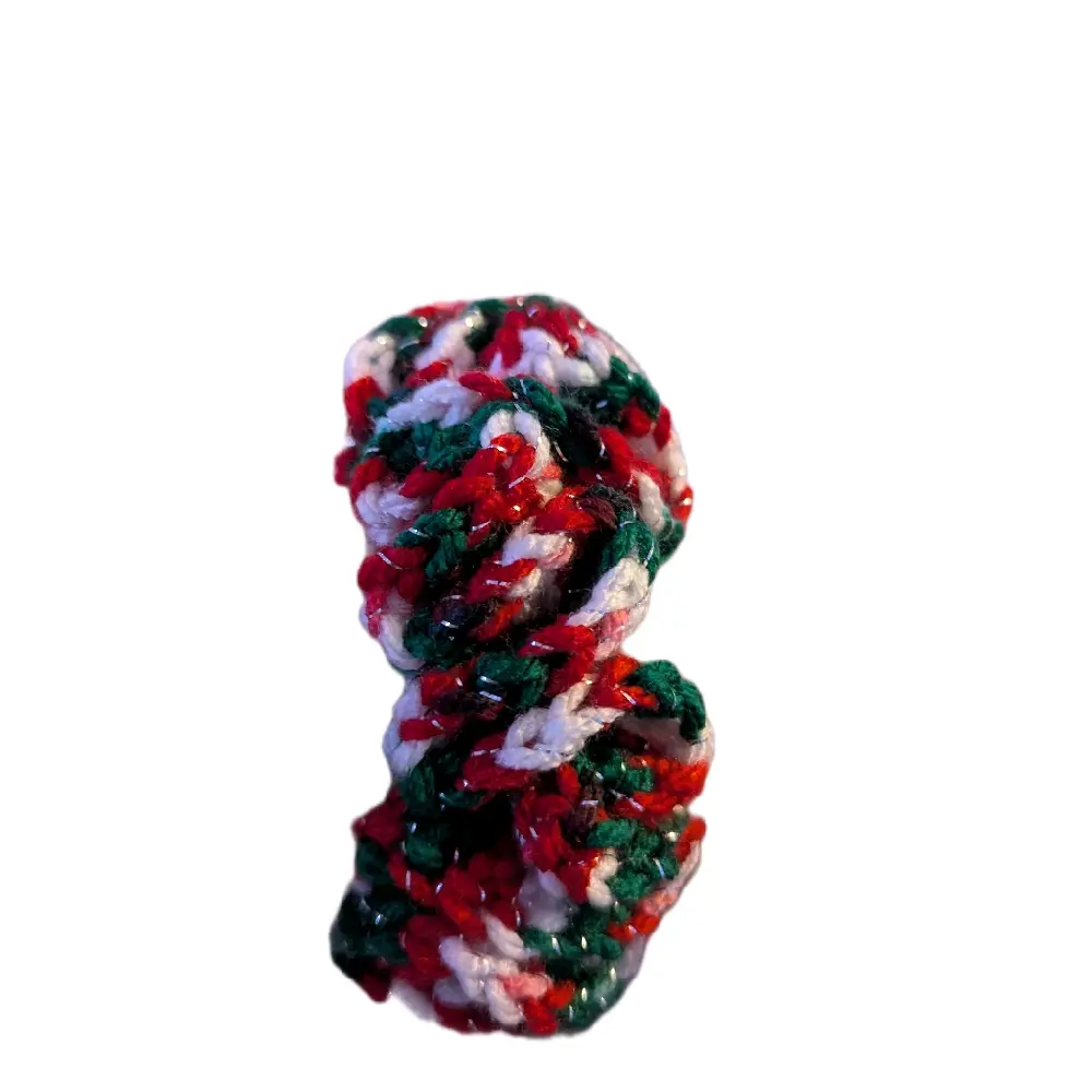 Crochet Christmas Tinsel Scrunchie - Festive Red Green White Hair Accessory for Holiday Style