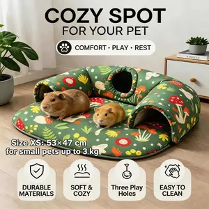 3 Hole Pet Tunnel Toy, Hiding Place for Small Animals, Removable & Washable, Comfortable Breathable Mat, Ideal for Cats & Pets
