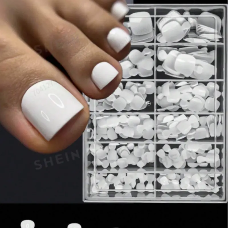 240pcs Short Square Press-On Nails, Pure-Color Toe Nail Kit, Wearable Nail Art Set in Box Packaging, Toe Nail Tips, DIY False Toenails, Fake Toenails