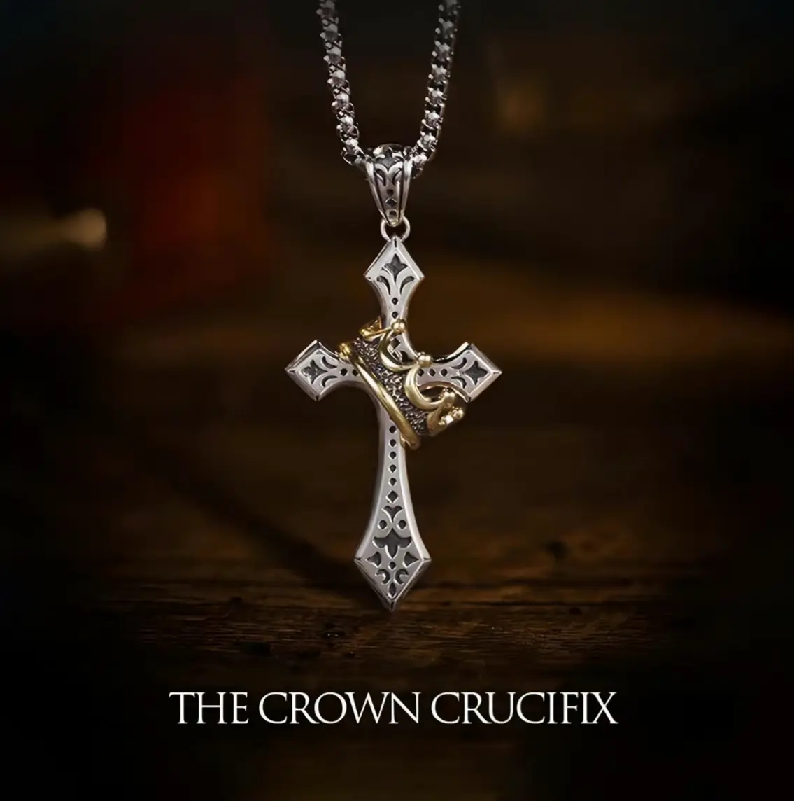 [Prayer Necklace] New Crown Cross Necklace Personality Versatile Fashion Design Necklace Gift
