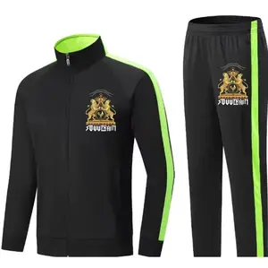 Souverain Men's Black & Green Joggers Sets Size XS Medium Large XL Tracksuit with Green Accents and Logo