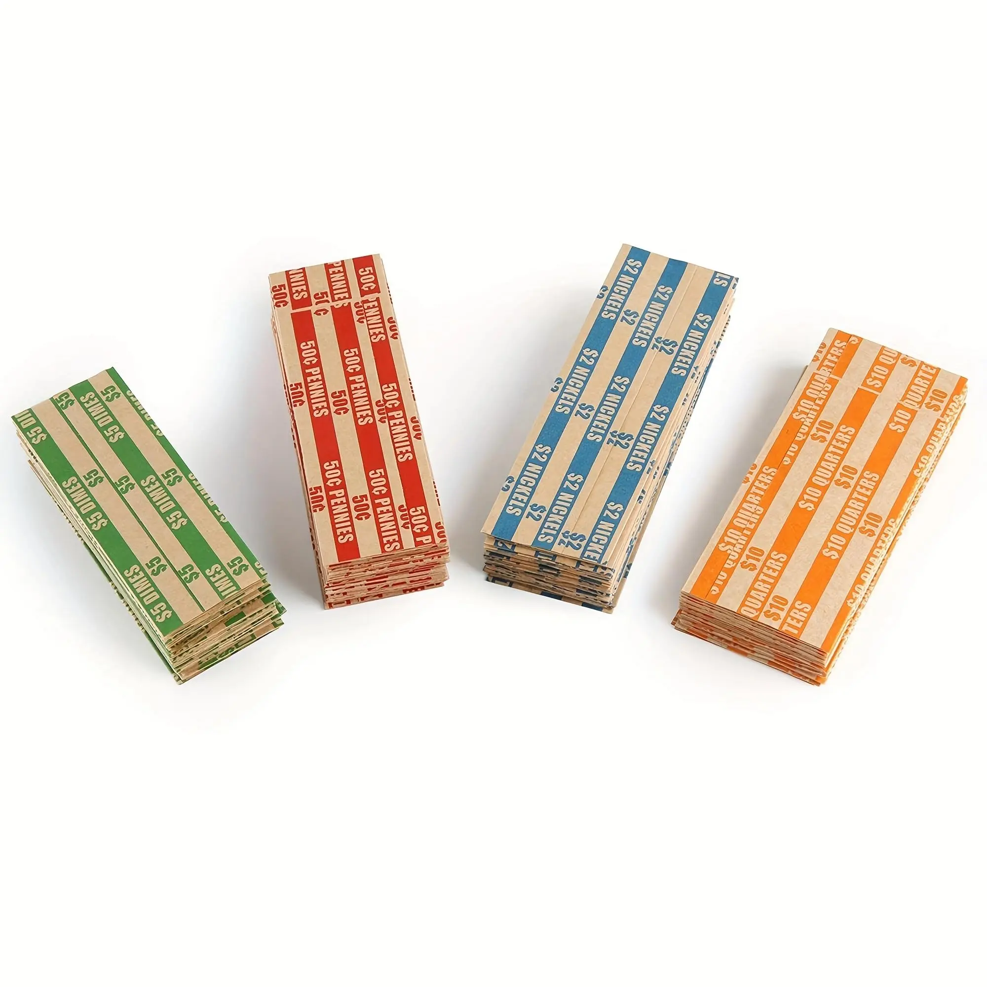L LIKED 500 Assorted Bundle Flat Striped Coin Wrappers, 125 of Each (500 Assorted)