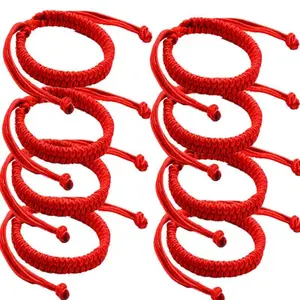 Red Handmade Vintage String Rope Bracelets Boho Valentine's Day Gift Adjustable Red String Bracelet Chain Set Charm Weave Unisex Wristband Accessory