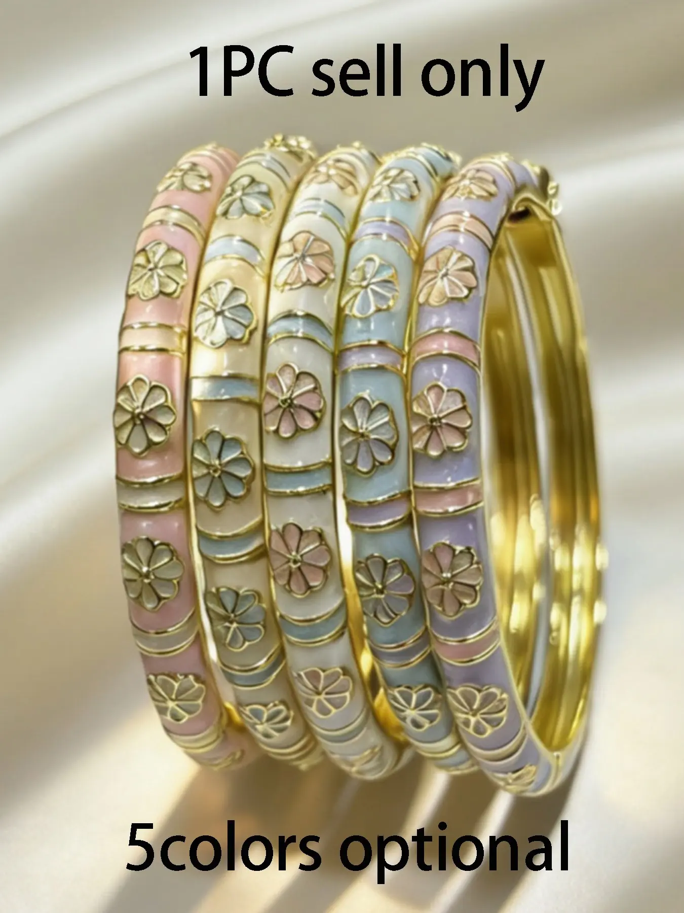 2026 New Sweet Style Oil Dripping Flower Pattern Geometric Design Fashion Bangle Bracelet, Elegant Simple Daily Wear High-End Jewelry for Women, Stackable Bracelets, Fashionable Bangles