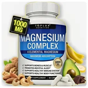 TOPLUX Magnesium Complex 8 Essential Magnesium Supplements 1000 mg Vitamin Dietary Fitness Edible - Boost your wellness routine with Magnesium Complex - Made in us