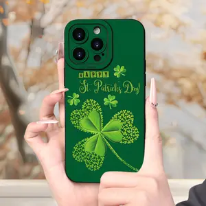 St. Patrick's Day theme is clover, TPU shockproof full protection case, suitable for iPhone 17/16/15/14/13/12/11 PRO MAX PLUS AIR E XS and PROMAX MINI, an ideal gift for friends and family, MS1973
