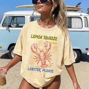 Comfort Colors Lemon Squeeze And Lobster Please T-Shirt, Retro Limoncello La Dolce Vita Tee, Italy T-shirt, Summer Vibe Tee