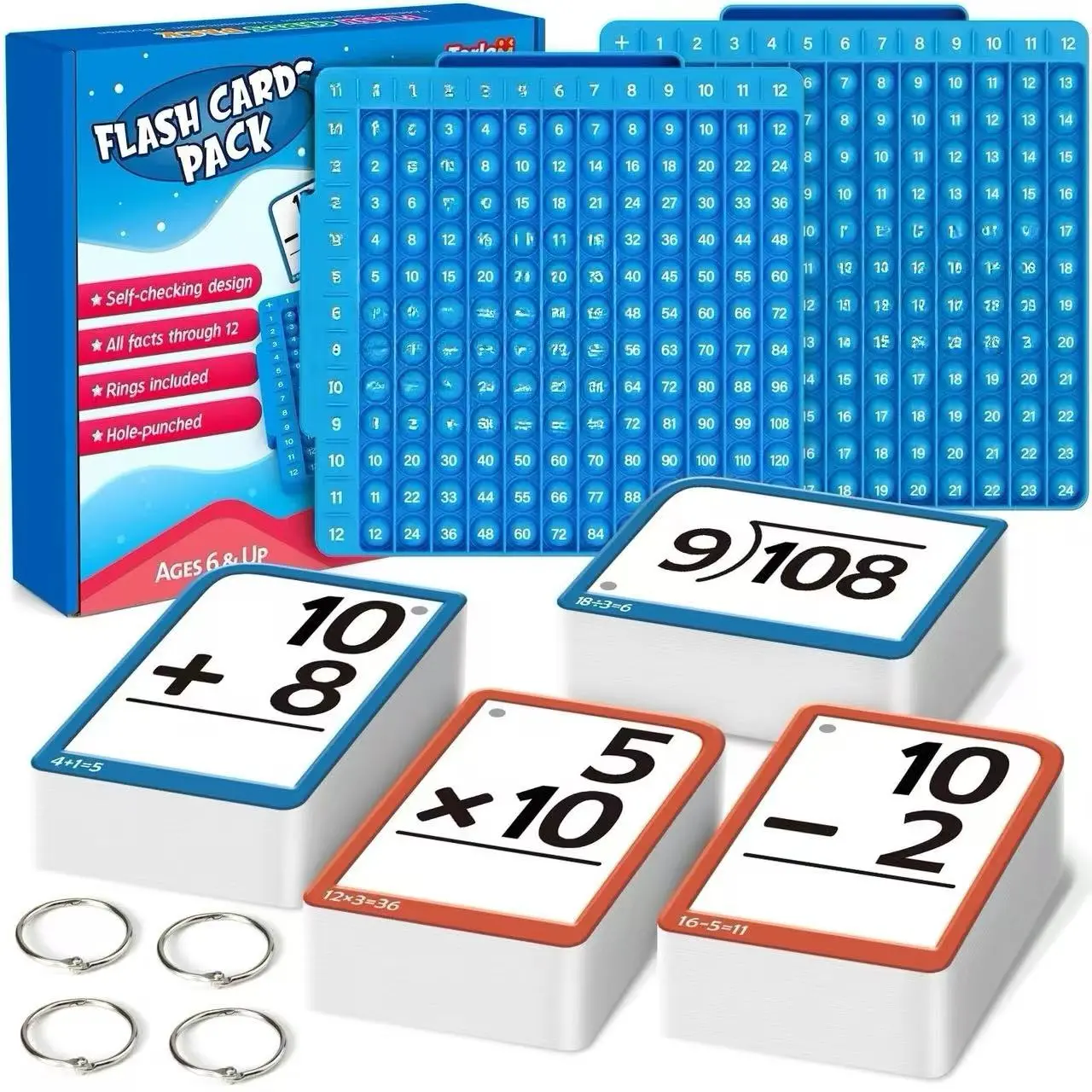 Torlam Math fidget toys,Multiplication Flash Card Times Table Chart, POP Fidget chart,Math Manipulatives Division, Addition, Subtraction Games Toys for Kids, 1st, 2nd, 3rd, 4th, 5th, 6th Grade