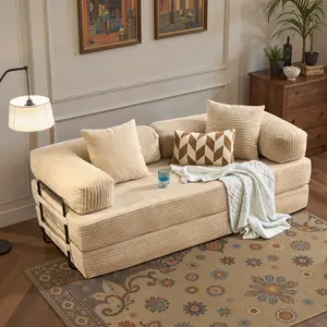 Weaxty W Floor Sofa Bed - Multi-Functional Convertible Futon with Premium Sponge Padding & Corduroy Fabric for Living Room, Home Comfort