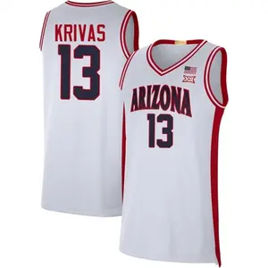 White #13 Krivas Arizona Style Basketball Jersey, College Basketball Fan Jersey, Breathable Mesh Sleeveless Tank Top, Game Day Outfit Gift