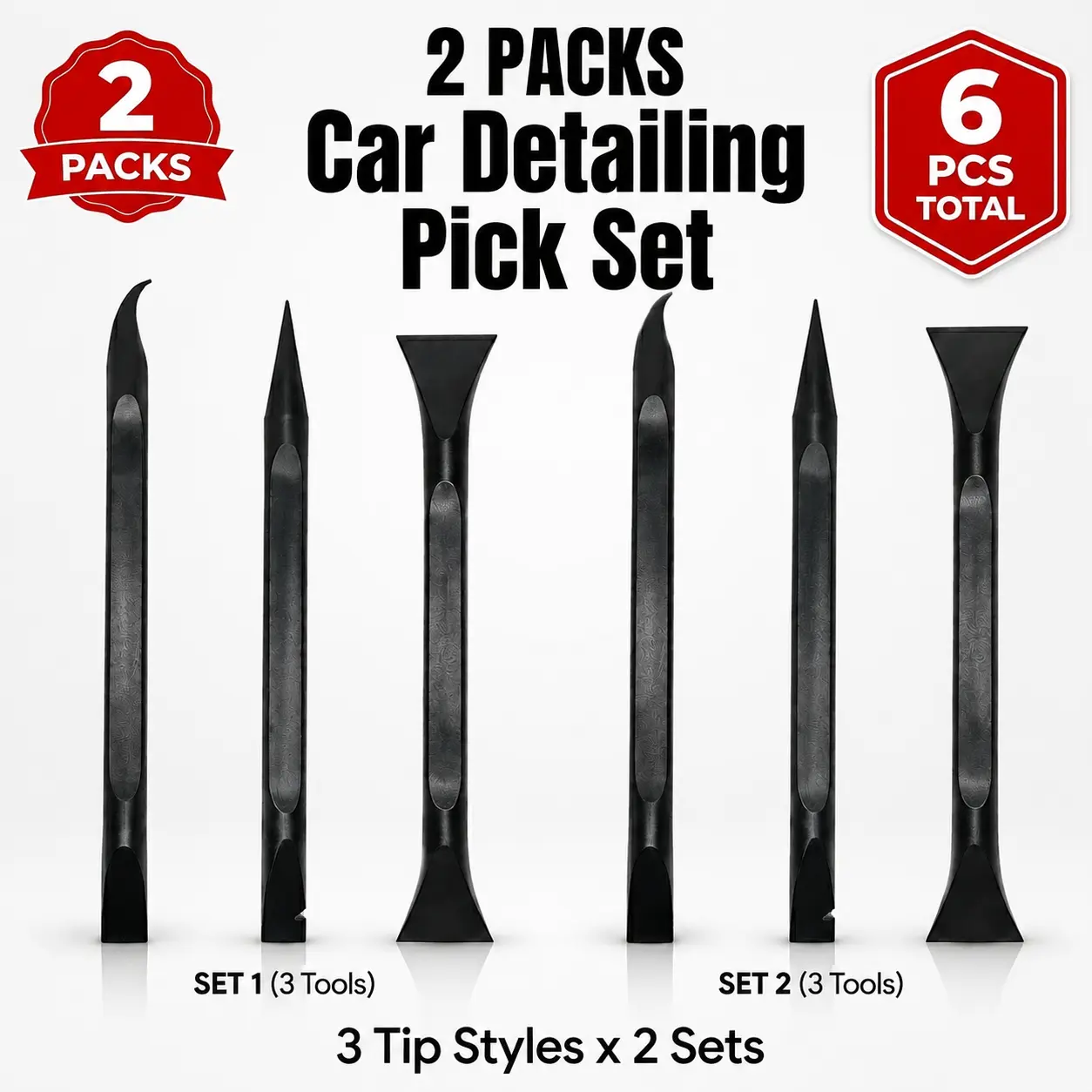 Car Trim Removal Tool Kit 3Pcs Automotive Interior Pry Tools with Curved Pointed Wide Tips for Panel Clip Fastener Removal