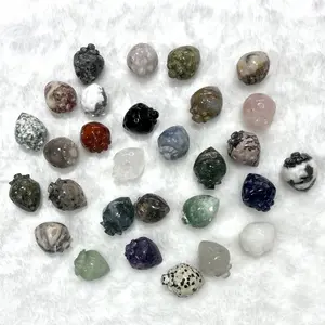 1 Inch Different Materials Mixed 10 Counts Carved Strawberry Natural Gemstone Mini Crystal Figurine Healing Stone Home Decor Garden From IG Crystal