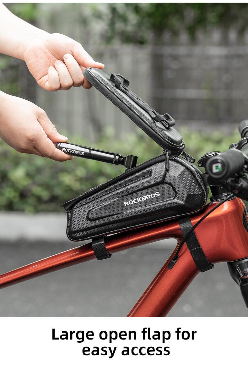 ROCKBROS Bicycle Front Top Tube Bag Touch Screen Bicycle Frame Bag Bicycle Bag 1.5L Large Capacity Adjustable Cycling Bag Bicycle Accessories