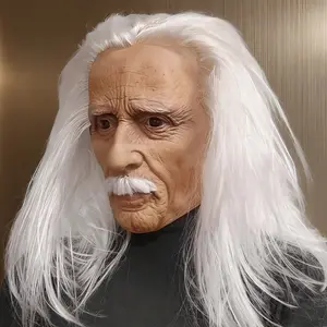 LIVOA Realistic Old Man Latex Mask Full Head Halloween Costume with Wrinkles Beard Soft Non Toxic Latex for Adults Lifelike Elderly Man Design for Cosplay Parties Themed Events
