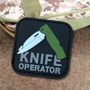 Knife Operator Patch Hook&Loop PVC Patches Tactical Morale Badge Patch Military Army Armband Backpack Stickers