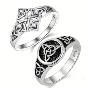 Vintage Celtic Knot Trinity Ring with Amulet, 925 Silver Wiccan Irish Protection Amulet Ring for Women, Diamond Inlaid Celtic Jewelry Warm Compression Knee Protection Vintage Herringbone Newsboy Cap Vintage Sparkly Mini Denim Skirt ski shades mac trend