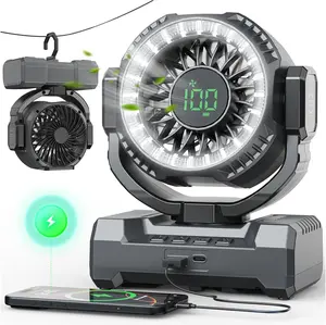 24000mAh Portable Rechargeable Camping Fan with LED Lantern & 120° Oscillation, Battery-Operated Device for Tent, Jobsite, Gifts for Men, Home & Outdoor Use Fans, Fan Portable