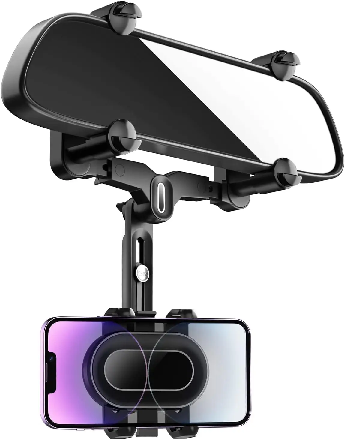 Adjustable 360° Rotation Phone Holder Car Rearview Mirror Mount Support 4-7 Inches