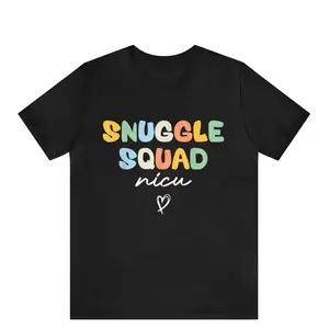 Casual Cotton Knit Short-Sleeve Round Neck Tshirt - Snuggle Squad Fit Top with Soft Fabric, Appreciation Gift for NICU Post-Partum Baby Care Professionals (Sports Top)