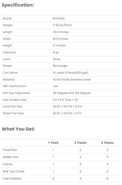 [TOP RATED - FLASH SALE] ROVSUN 9 QT Roll Top Rectangular Chafing Dish Buffet Set with Full-Size Pan & Visible Window