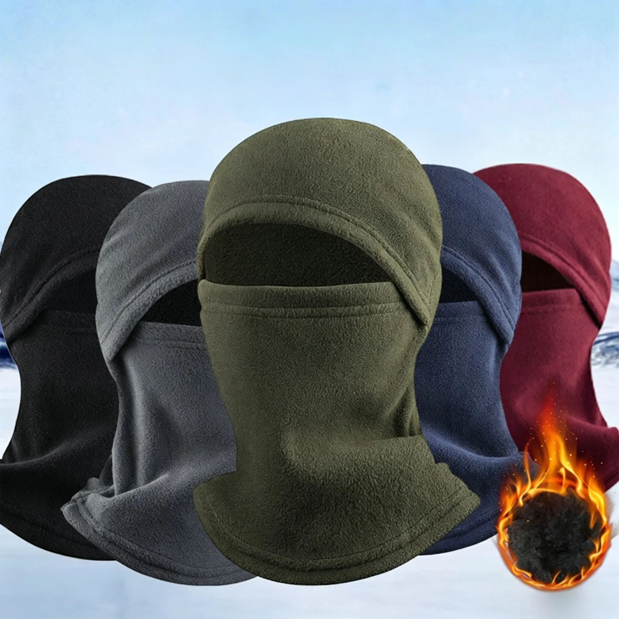 Unisex Windproof Beanie with Scarf Two Pieces Polar Fleece Balaclava Hood Face Mask Ski Mask For Cycling Skiing Fishing Outdoor Activity Construction Sites Farms And Training Stay Warm And Protected Party Hat