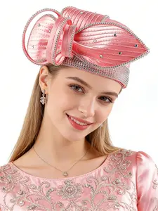 1PC Derby Hats with diamonds for Women 2026 Women's Elegant Organza Kentucky Fascinator for Church, Tea Party, Weddings Hats