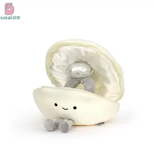 Romantic Seashell Surprise: Plush Ring Box for Valentine's Day Cotton Gift Beige