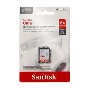 SanDisk 64GB Ultra SDXC UHS-I Memory Card - Up to 140MB/s, C10, U1, Full HD, SD Card - SDSDUNB-064G-GN6IN