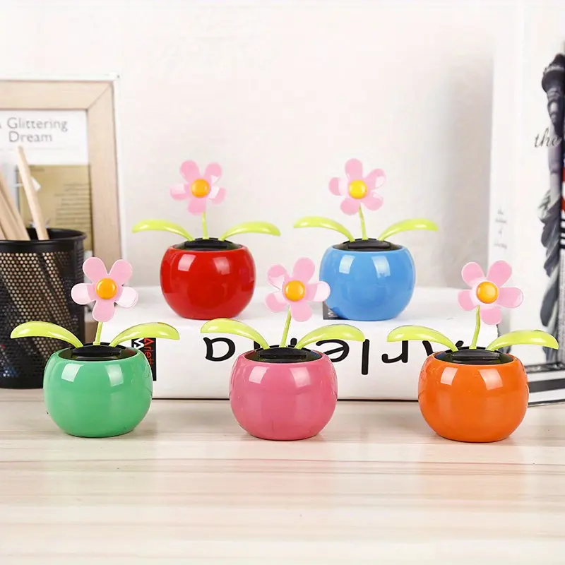 Solar Apple Flower Car Decoration Swinging Sunflower Car Decoration Car Interior Decoration Car Desktop Decor Car Interior Accessories Car Accessories Cute Aesthetic Car Accessory Automotive Decoration