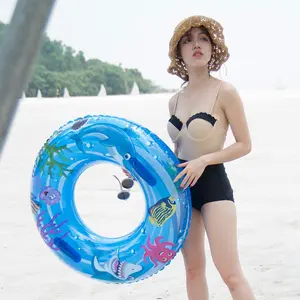 Inflatable Round Pool Float, Marine Animal Pattern Tube Floating Ring, Swimming Toy for Pool Party Toys and Beach