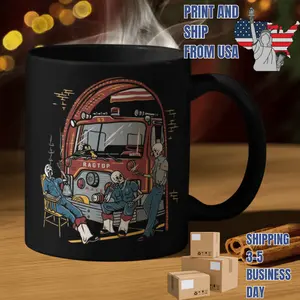 Ragtop 63 Firefighter Mug, skull fire crew design, vintage firefighter art style, brotherhood of flame theme, coffee mug for men, gift for firefighters