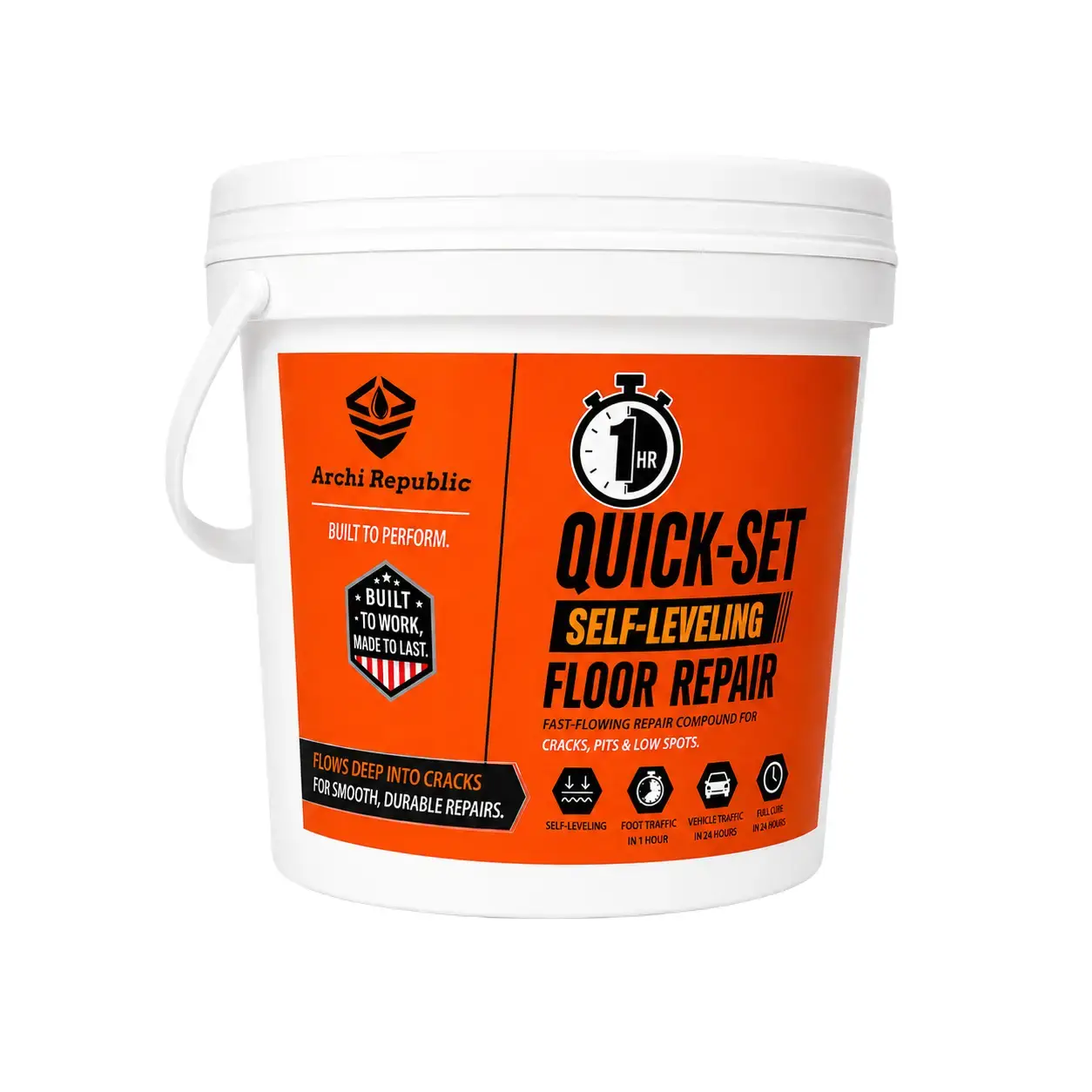 Archi Republic Self-Leveling Concrete Patch - Easy-to-Apply, Fast-Drying, 1-Hour Walk-Ready Floor Repair Filler for Driveway, Garage, Patio, Indoor Use, Fills Cracks, Holes, Low Spots, Basement