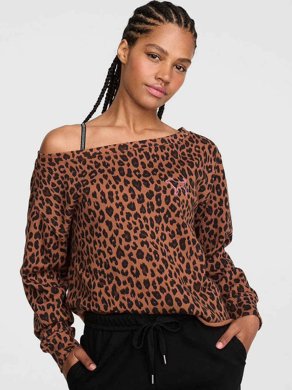 PINK Campus Fleece™ Rib Off-The-Shoulder Sweatshirt PINK Campus Fleece™ Rib Off-The-Shoulder Sweatshirt