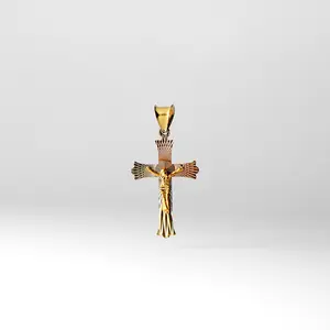 14K Gold Crucifix Cross Pendant - Model 0356
