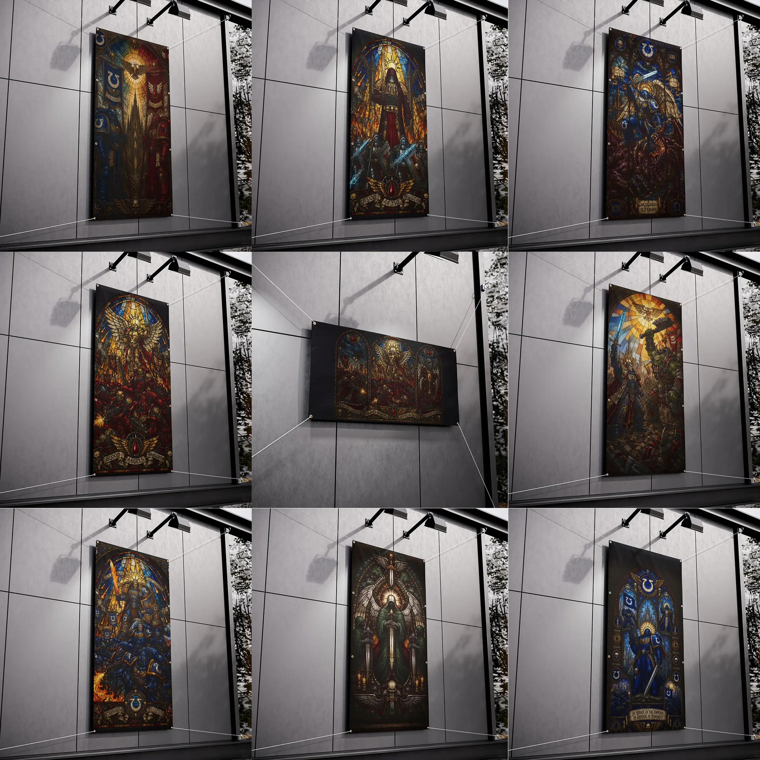 Warhammer 40K Stained Glass Display Flag, Sci-Fi Gaming Wall Banner for Bedroom Garage Game Room Man Cave Office Decor, Premium Polyester Wall Hanging for Tabletop Gamers, Collectors & Warhammer Inspired Home Decoration Gift