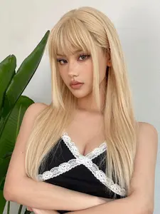 26 Inch Long Straight  Wigs for Women, Gorgeous with Bangs, Synthetic Full Machine Made Wigs for Party, Daily Use, Daily Wear Wig, Synthetic Hair Wig