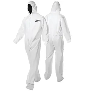212 MAIN DeVilbiss Disposable Hooded Neck Coveralls, Large Elastic Protective Lightweight Workwear, Zipper-Closure Pullover Uniforms for Automotive Car Washing, Paint Maintenance