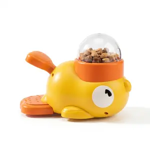 Duck-Shaped Interactive Pet Feeder - 4-Piece Sturdy Plastic Slow Feeding Puzzle Toy with Press-Rotate Treat Dispenser, Prevents Gulping, No Battery Needed for Cats & Dogs
